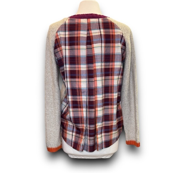 Anthropologie Isabella Sinclair Sweater with plaid Back detail. BEAUTIFUL! - Picture 2 of 3